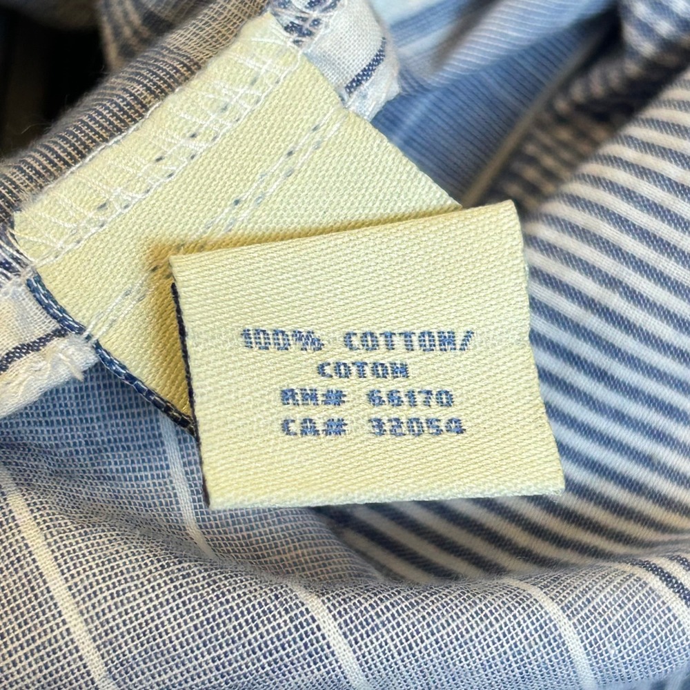 Vintage Anthropologie Shirt Size 2 Blue White Patchwork Quilt Striped Boho Beach - Picture 5 of 10